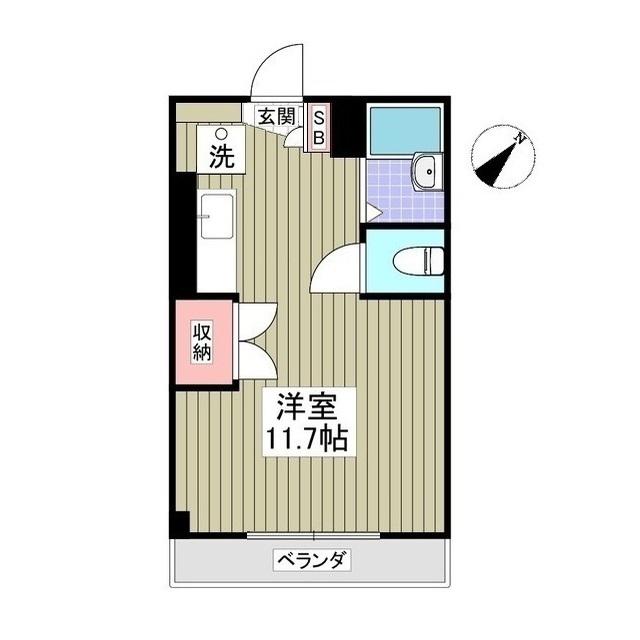 フェリオ毛呂山(ワンルーム/5階)の間取り写真