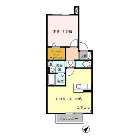 ファミール江川(1LDK/2階)の間取り写真