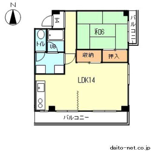 Kフラット(1LDK/2階)の間取り写真
