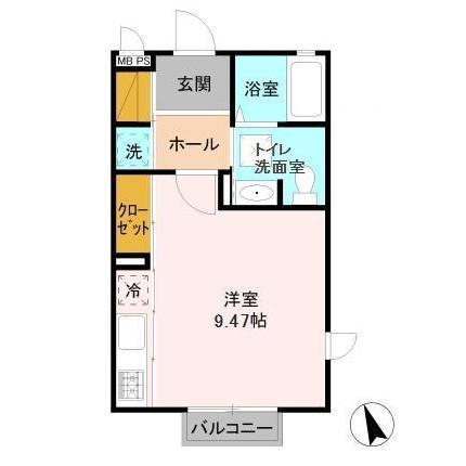 グローリア酒々井(ワンルーム/1階)の間取り写真