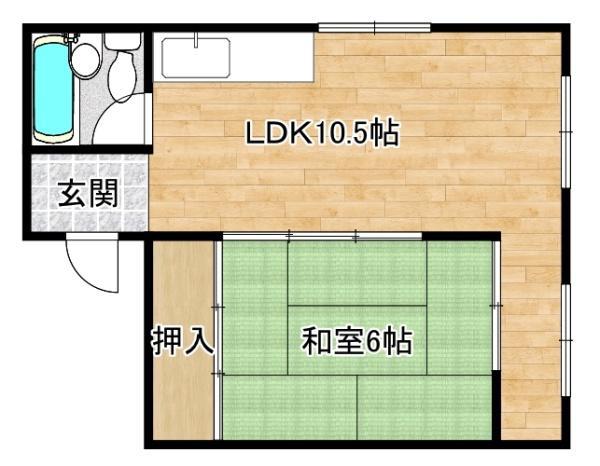 牧野KYビル(1LDK/2階)の間取り写真