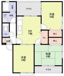 エステ-トピアタナカI(3DK/1階)の間取り写真