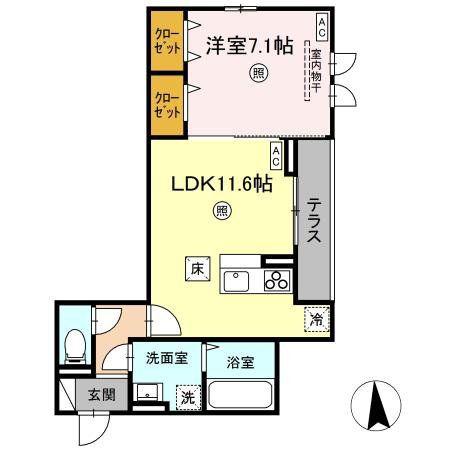 DーROOM MIYAMACHI3(1LDK/2階)の間取り写真