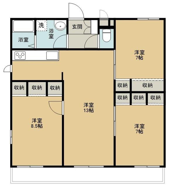 ヘリオス378小平栄町(3LDK/3階)の間取り写真