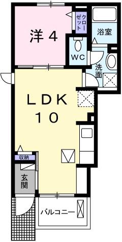 エスペランサ白国II(1LDK/1階)の間取り写真