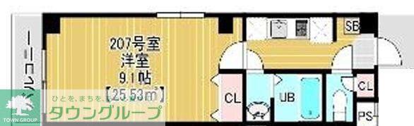 BELLEAUBE大久保(1K/2階)の間取り写真
