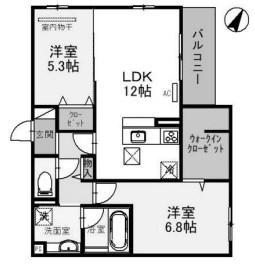 ラポール岡本(2LDK/2階)の間取り写真