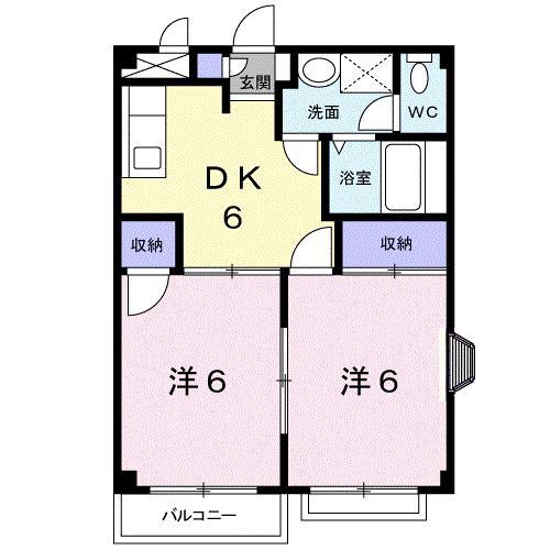 ハートフル・スクエア(2DK/1階)の間取り写真