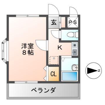 トレイズII(1K/2階)の間取り写真