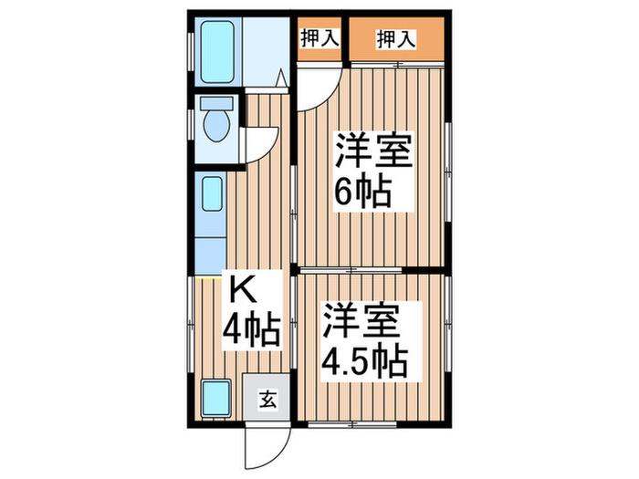 石井コーポ(2K/1階)の間取り写真