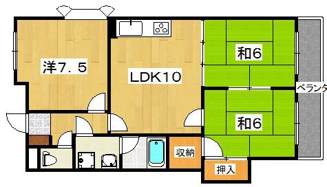 コーポ西森星丘(3LDK/4階)の間取り写真