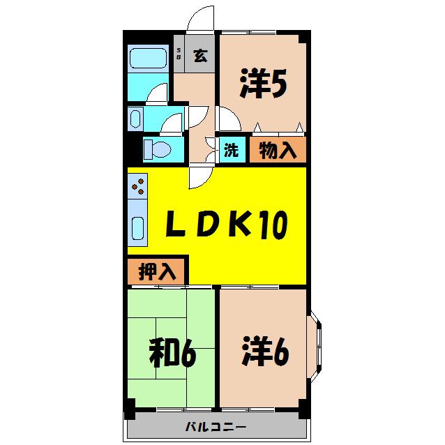 モンシャトー熊谷(3LDK/3階)の間取り写真