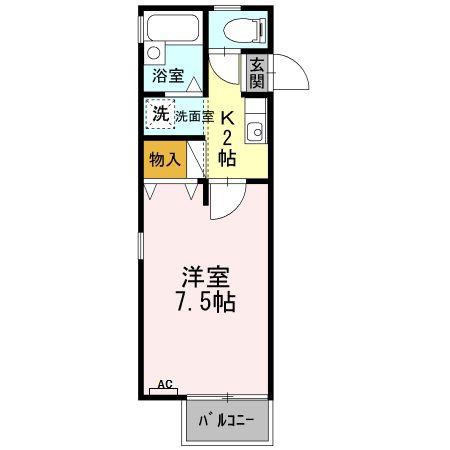 BELLAIR ANNEX(1K/1階)の間取り写真
