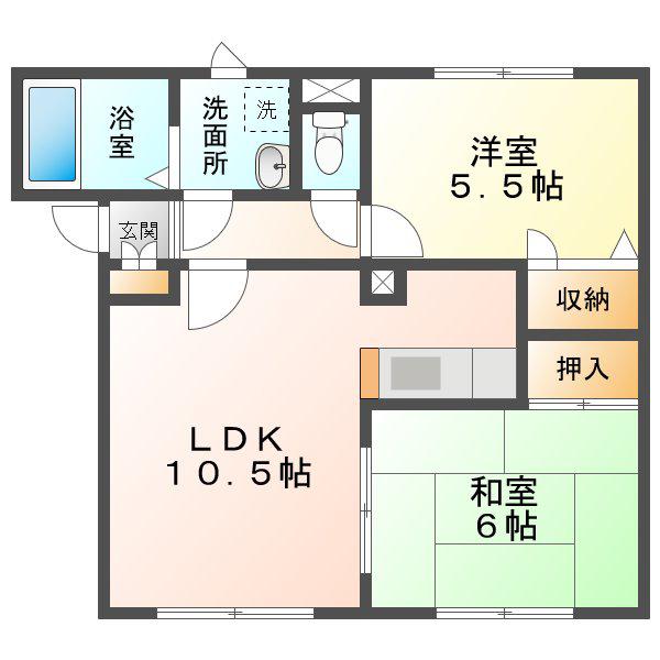 シテイイン本泉(2LDK/1階)の間取り写真