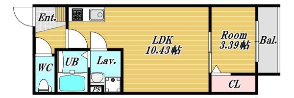NEXT YOU 稲田新町(1LDK/2階)の間取り写真