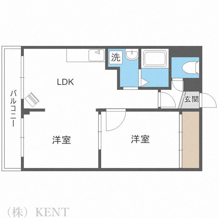 サンライト発寒(2DK/4階)の間取り写真