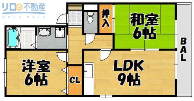 サンハイム(2LDK/2階)の間取り写真