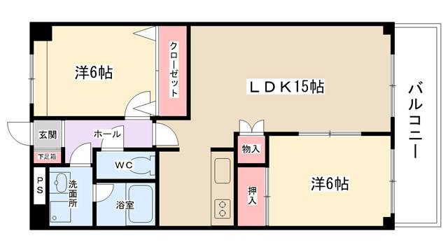 アグリジェントT&Y(2LDK/4階)の間取り写真