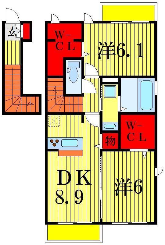 リゾーマ(2DK/2階)の間取り写真
