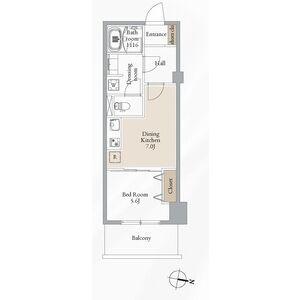 ブルーヴェル青葉通(1DK/7階)の間取り写真