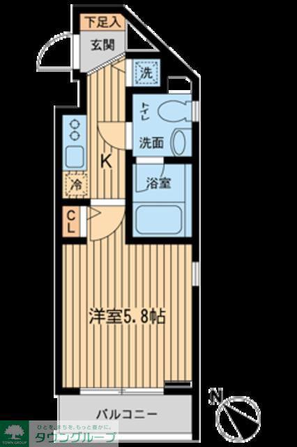 ザ・パーククロス市ヶ谷(1K/1階)の間取り写真