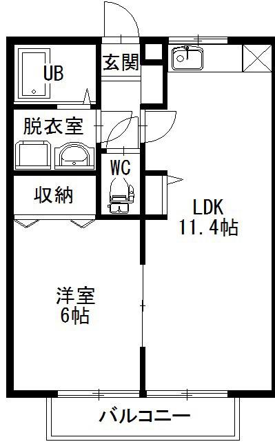 フリージア(1LDK/2階)の間取り写真