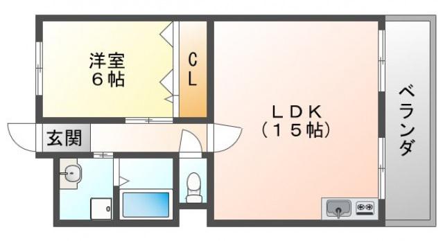 第一マンション寺直(1LDK/7階)の間取り写真