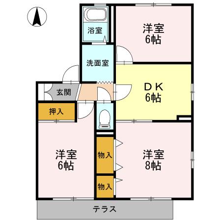 エスペランサディアスB(3DK/1階)の間取り写真