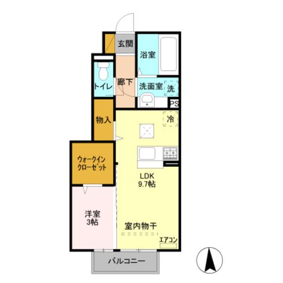 ＪＲ信越本線 北高崎駅 徒歩24分 2階建 築12年(1LDK/1階)の間取り写真