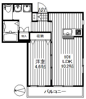 クオーレ三軒茶屋(1LDK/1階)の間取り写真