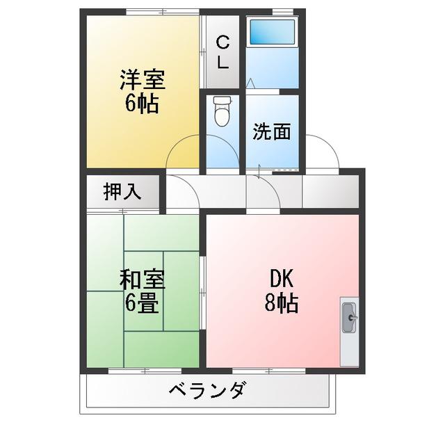 もちの木館(2DK/2階)の間取り写真