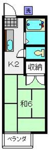 パナハイツ楓(1K/1階)の間取り写真