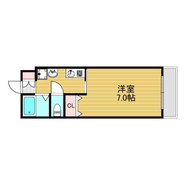 阪急宝塚線 三国駅(大阪) 徒歩5分 3階建 築21年(1K/2階)の間取り写真