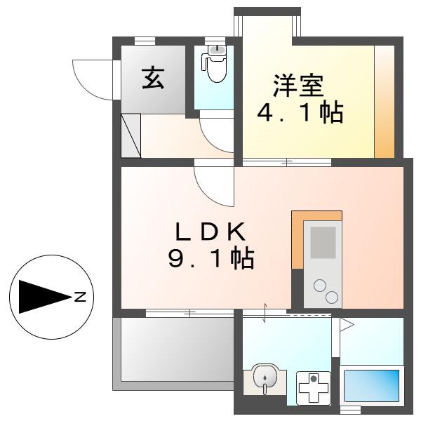 VILLA桜山(1LDK/2階)の間取り写真