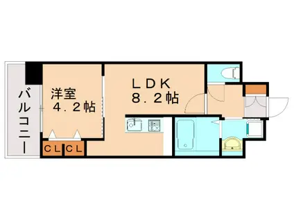 パルク クレール博多(1LDK/6階)の間取り写真