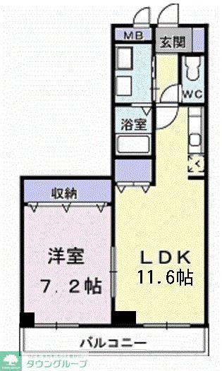ライズ・インハウス(1LDK/4階)の間取り写真