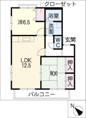 ボナール(2LDK/1階)の間取り写真