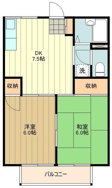 パークサイドハウス(2DK/1階)の間取り写真