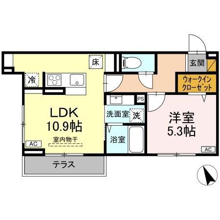 セレウィータ栄町(1LDK/1階)の間取り写真