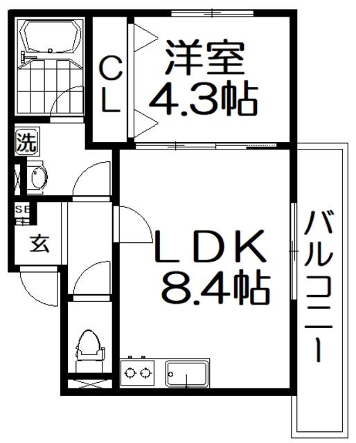 ALEGRIA枚方ノース(1LDK/3階)の間取り写真