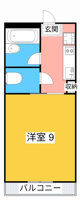 パレスハート A棟(1K/2階)の間取り写真