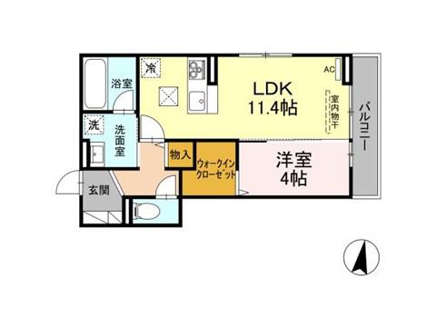 プライマリー(1LDK/1階)の間取り写真