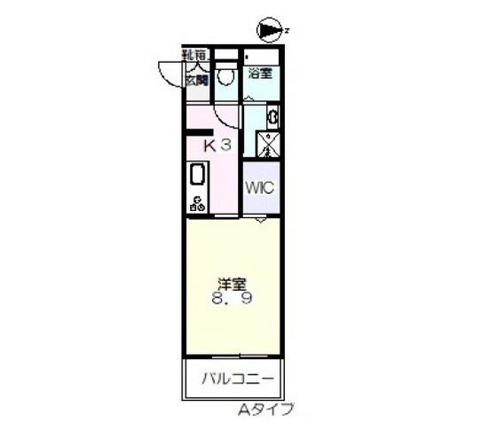 ヴァンベール京山(1K/3階)の間取り写真