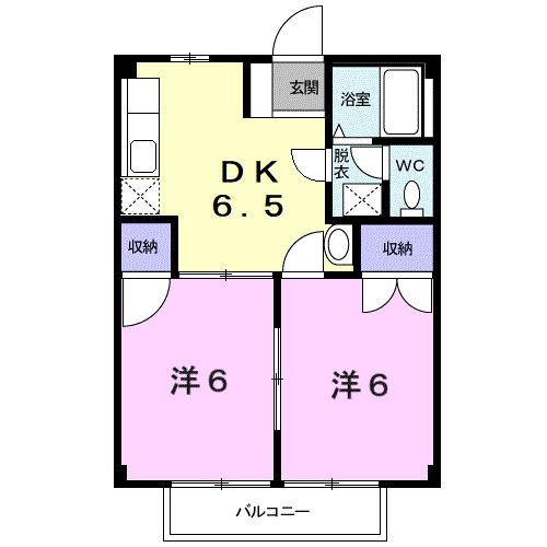 フォレスト山代A(2DK/1階)の間取り写真