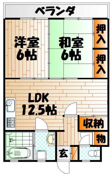 アルテハイム大手町(2LDK/7階)の間取り写真