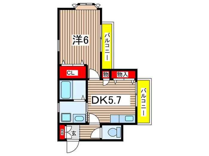 ラウレール(1DK/1階)の間取り写真