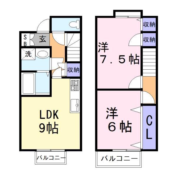 メゾンフロイデ3番館(2LDK/1階)の間取り写真