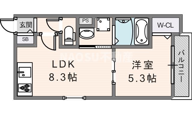 ALEGRIA若江本町ノース(1LDK/1階)の間取り写真