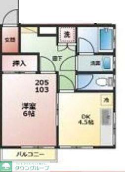 キャピタル岡本(1DK/1階)の間取り写真