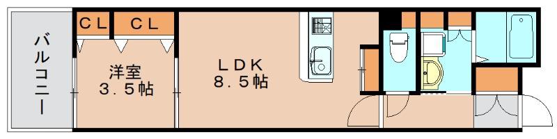 サンヒルズ吉塚(1LDK/6階)の間取り写真